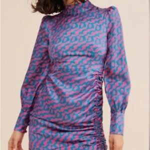 Olivia Rubin Blue and Pink Long Sleeve Dress